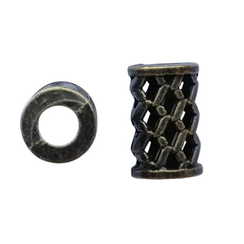 Koord einde metaal 17 mm - gevlochten cilinder brons (opening 6 mm)